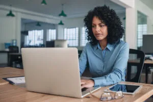 Girl studying online at home