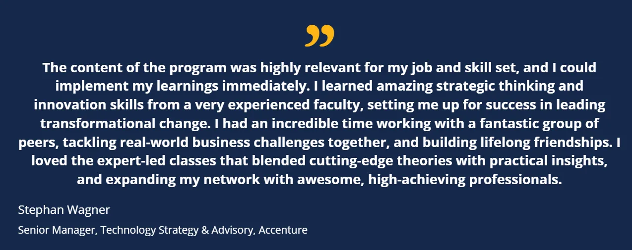 Berkeley CEO program review: Stephan Wagner