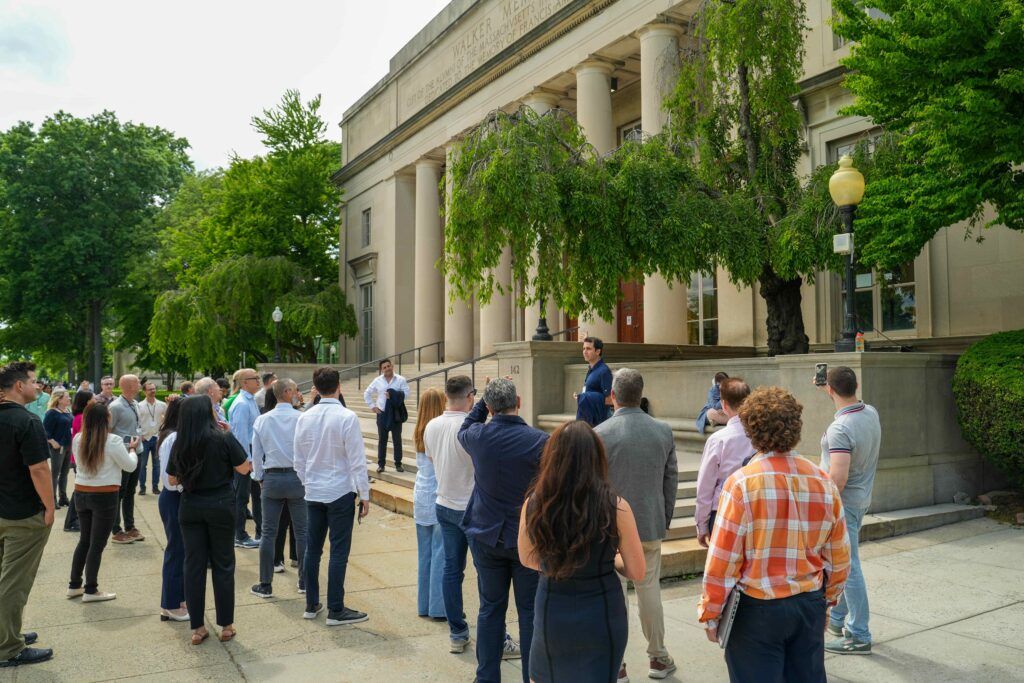 A campus tour during in-person sessions allows participants a peek into the thriving MIT technology and research ecosystem
