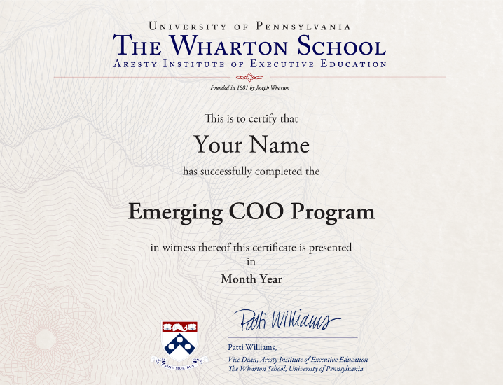wharton emerging coo training program