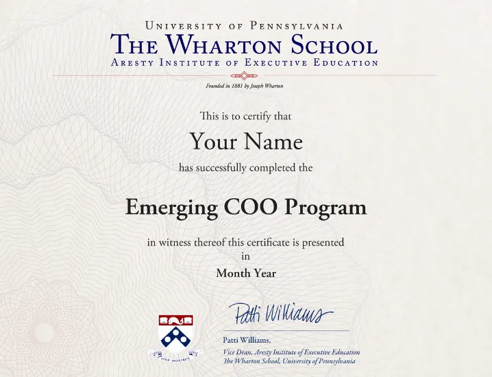 wharton emerging coo training program